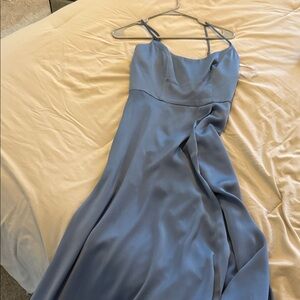 Chic Blue Maxi Dress with Spaghetti Straps